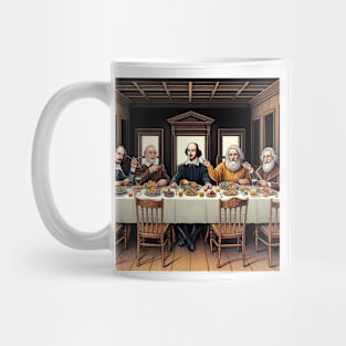 Geniuses United: Shakespeare, Einstein, da Vinci and Marie Curie Share a Feast Table Mug